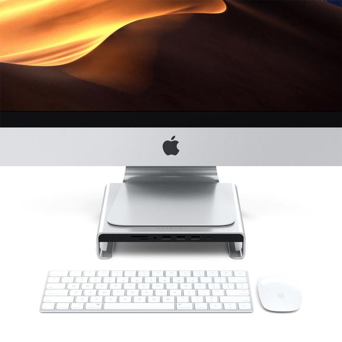 Satechi - Satechi USB-C Aluminum Monitor Stand Hub för iMac - Silver