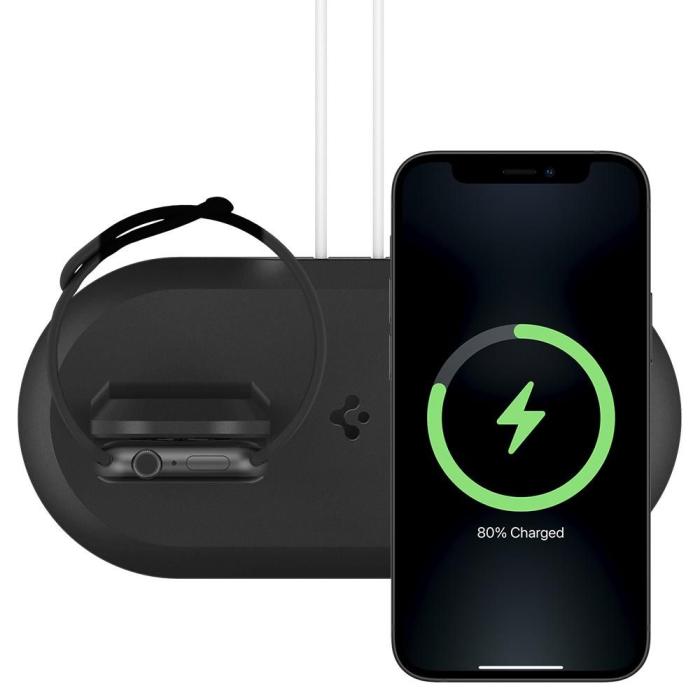 UTGATT1 - Spigen - Magfit Duo Apple Magsafe & Apple Watch Charger Stand - Svart