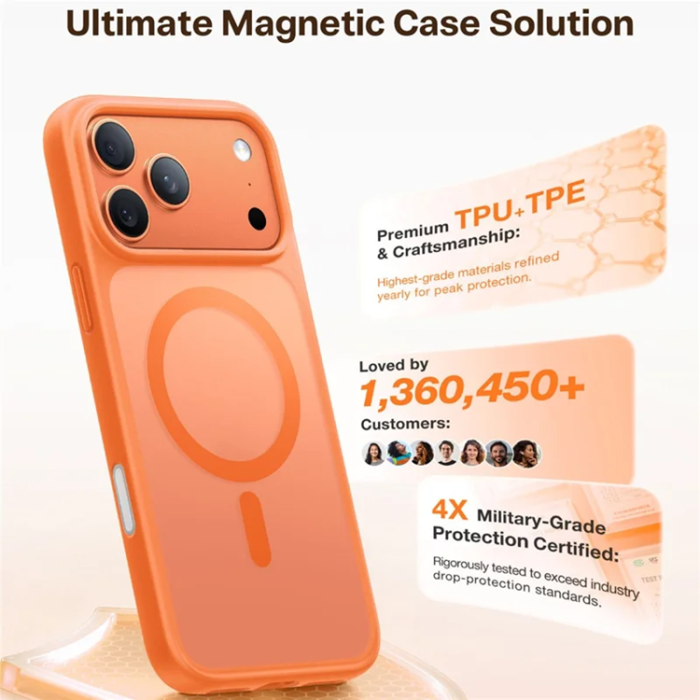 Torras - TORRAS iPhone 17 Pro Mobilskal MagSafe Matte PC + TPU - Orange