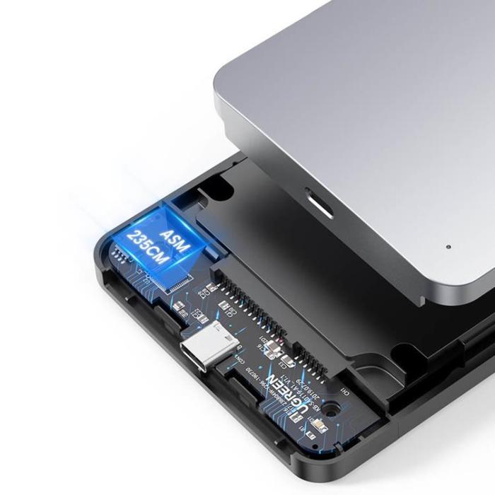 Ugreen - Ugreen Fickhöljet Hårddisk 2.5'' Sata 6Gbps Typ-C Kabel 0.5m - Grå