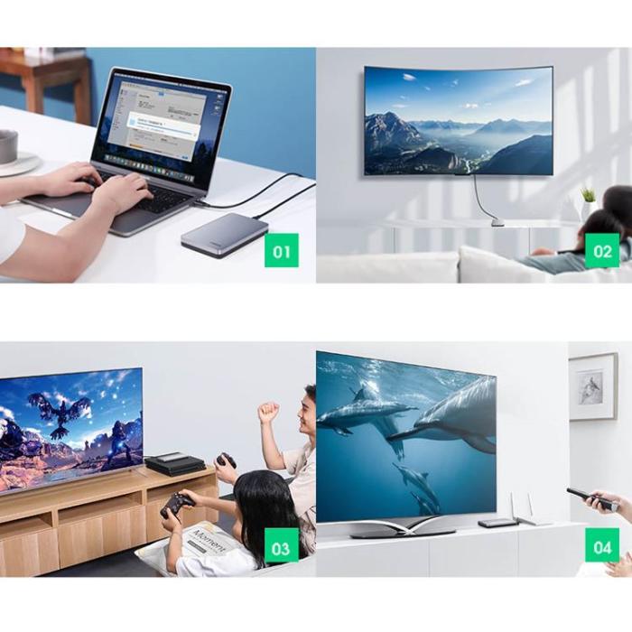 Ugreen - Ugreen Fickhöljet Hårddisk 2.5'' Sata 6Gbps Typ-C Kabel 0.5m - Grå