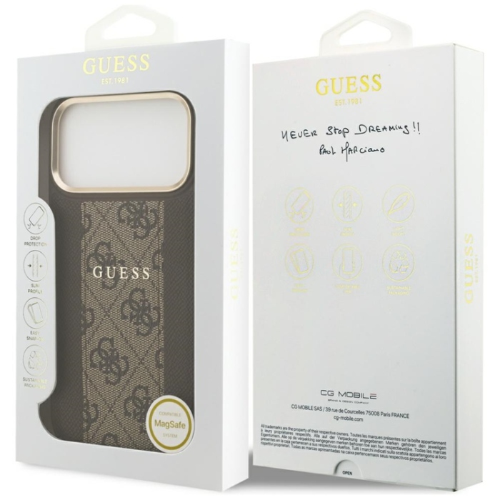 Guess - Guess iPhone 17 Pro Max Mobilskal Magsafe Stripe - Brun
