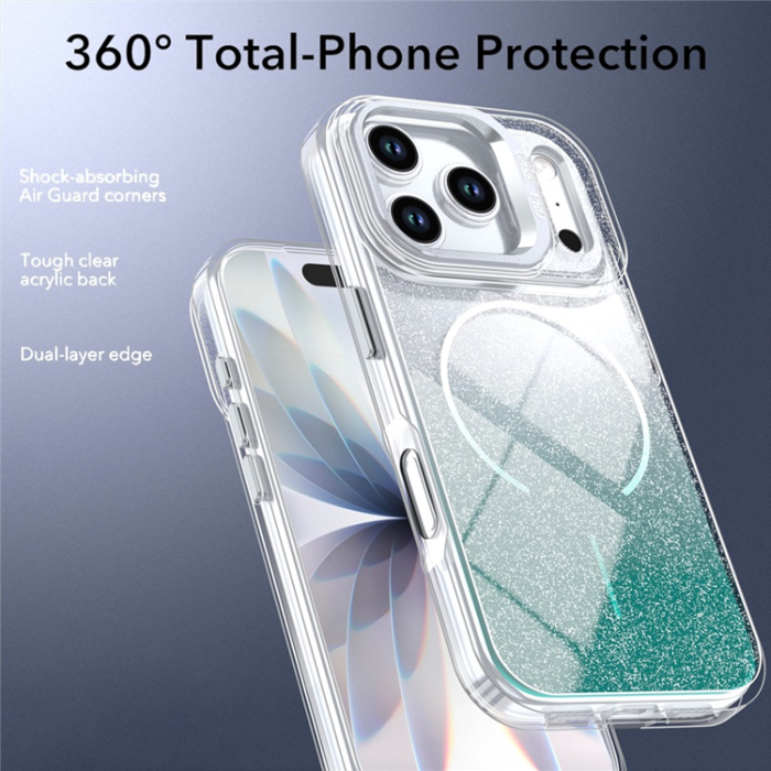 A-One Brand - iPhone 17 Pro Max Mobilskal MagSafe Shockproof Glitter Gradient - Blå