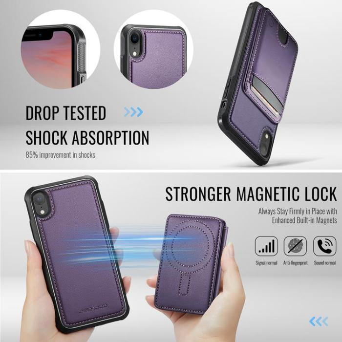 OEM - JEEHOOD Mobilskal till iPhone XR Konstläder MagSafe Fäste - Lila