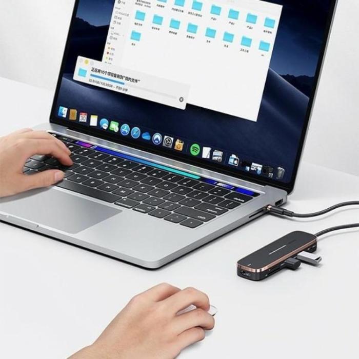 USAMS - USAMS Adapter Hubb 2xUSB-A USB-C, HDMI, MicroSD, SD - Svart