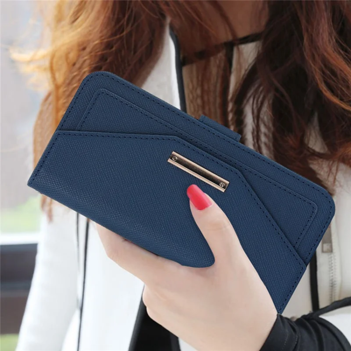 A-One Brand - iPhone 17 Pro Plånboksfodral Cross Texture med Axelrem - Blå