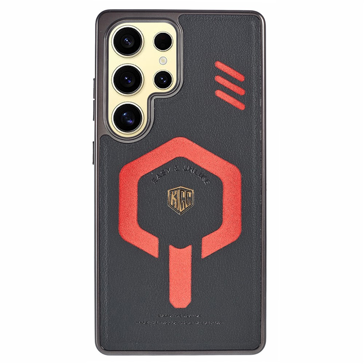 KIGC Galaxy S25 Ultra Mobilskal MagSafe PC+TPU Läder - Svart | 2353 | AlltMobil