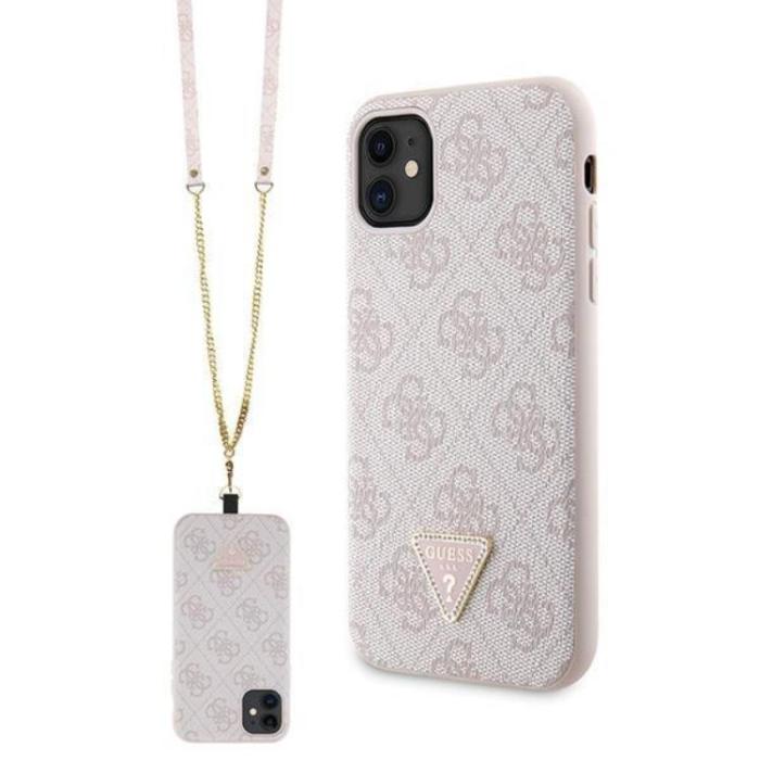 Guess - Guess iPhone 11/XR Mobilskal Crossbody Metall Logo - Rosa