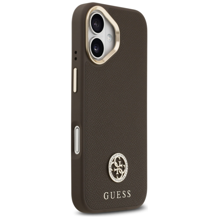 Guess - Guess iPhone 17 Mobilskal Magsafe Grained Strass Logo - Brun