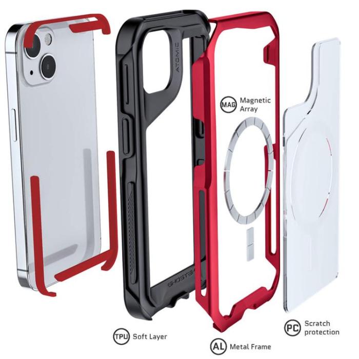 Ghostek - Ghostek Magsafe Atomic Slim Skal iPhone 13 - Röd