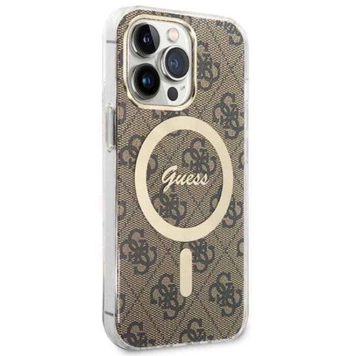 Guess - Guess iPhone 13 Pro Magsafe Skal Print + Trådlös Laddare - Brun