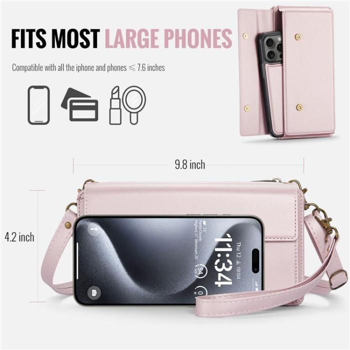 Caseme - CASEME Me20 Crossbody Väska 4.0-7.6'' Läder - Rosa