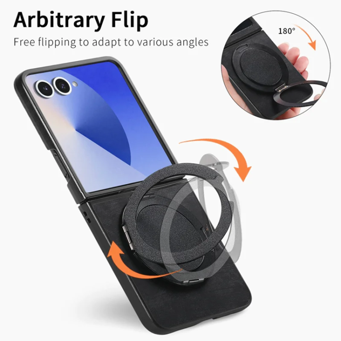 A-One Brand - Galaxy Z Flip 7 Mobilskal Magsafe Roterande Kickstand - Svart