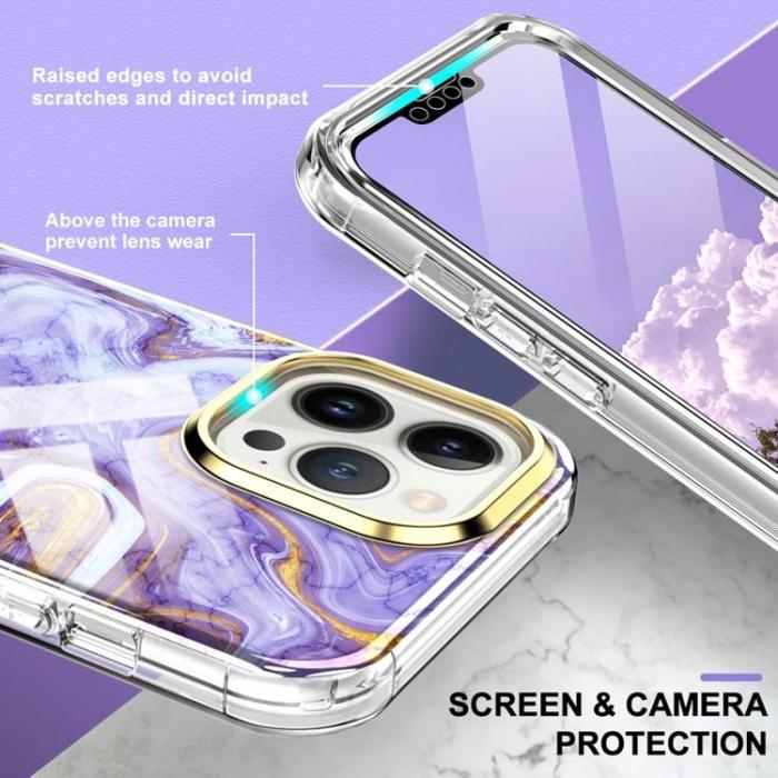 OEM - iPhone 14 Pro Max Skal 360 Marble - Lila