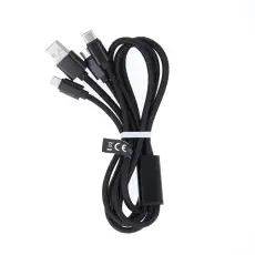 Maxlife - Maxlife 3in1 USB/MicroUSB/Lightning/Typ-C Kabel 1m 2.1A Nylon Svart