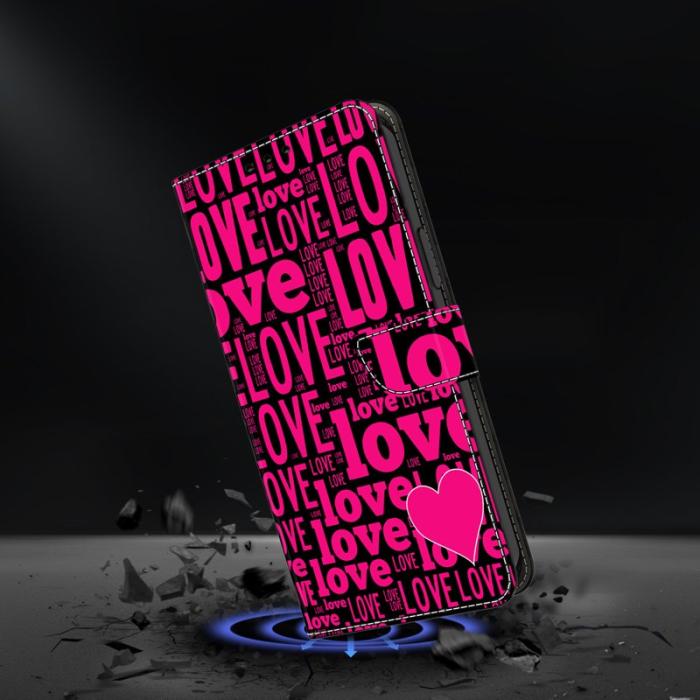 OEM - LOVE Samsung Galaxy S26 Plånboksfodral Mönstertryck Konstläder Flip - Svart