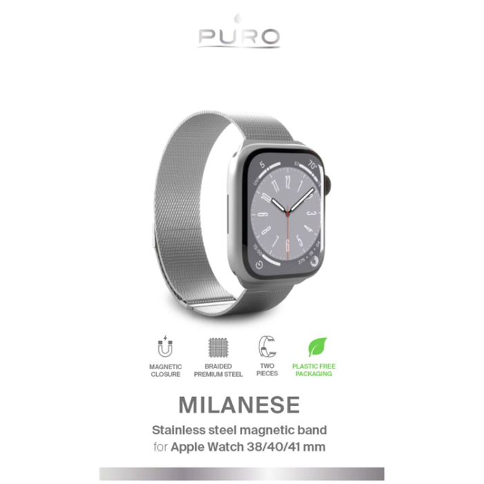 Puro - Puro Apple Watch (38/40/41mm) Armband Stainless Steel - Silver