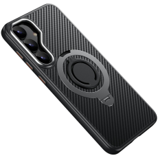 A-One Brand - Galaxy S25 Plus Mobilskal MagSafe Carbon Fiber Kickstand - Grå