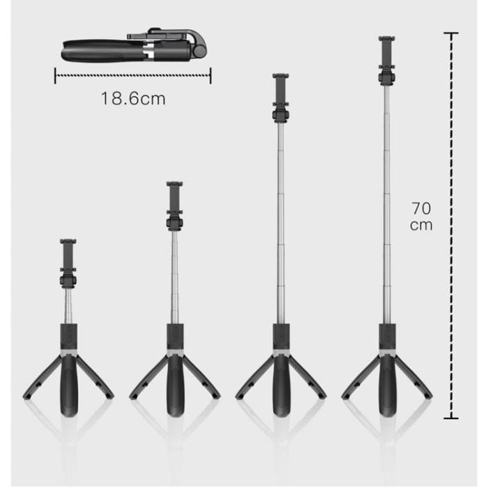 Tech-Protect - Trådlös Selfiestick Tripod L01S - Svart
