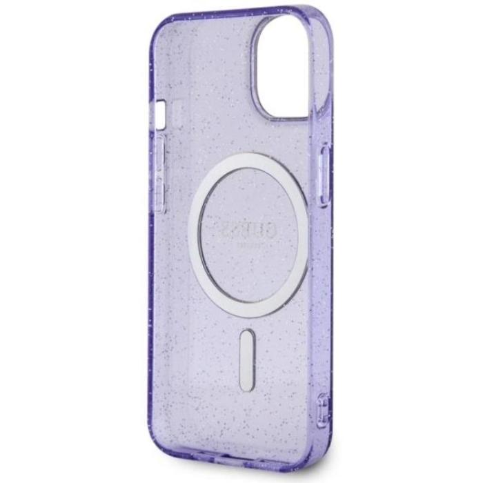 Guess - Guess iPhone 14 Mobilskal MagSafe Glitter Guld - Lila