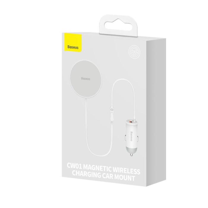 BASEUS - Baseus Magsafe Trådlös Billaddare 15W Luftventil Till Typ-C 25W - Vit