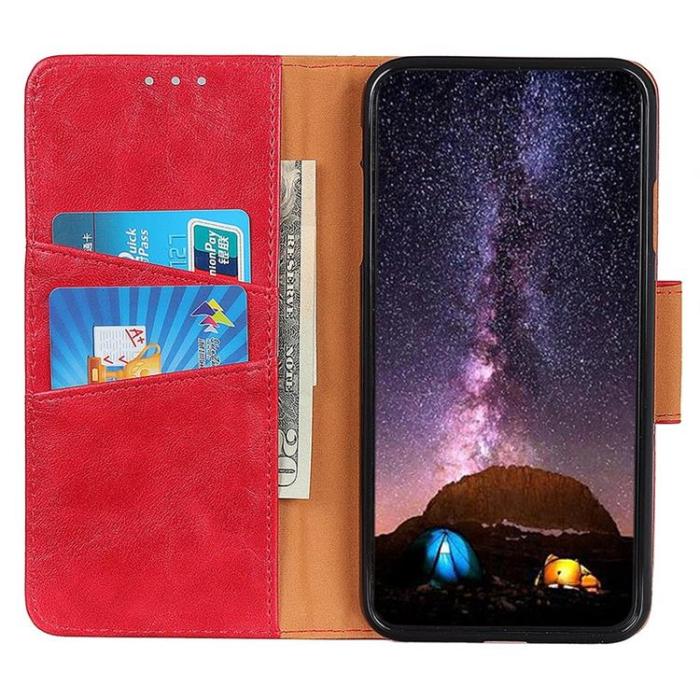 OEM - Sony Xperia 5 IV Plånboksfodral Äkta Läder Crazy Horse - Röd