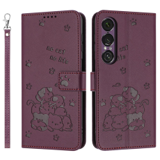A-One Brand - Sony Xperia 1 VII Plånboksfodral Cats Imprint - Vinröd