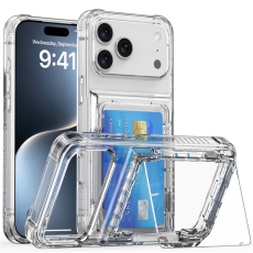 A-One Brand - iPhone 17 Pro Max Mobilskal Korthållare Kickstand - Transparent