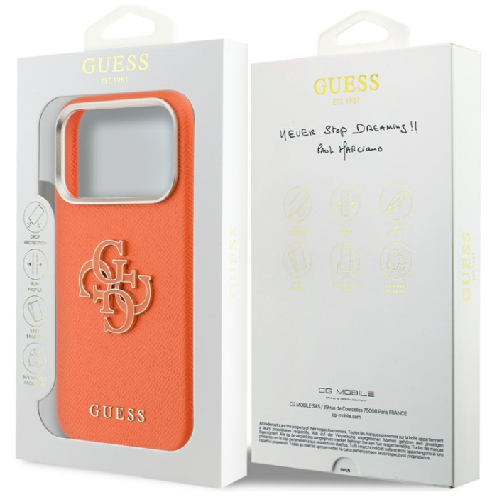 Guess - Guess Mobilskal iPhone 17 Pro FW Resin Logo - Orange