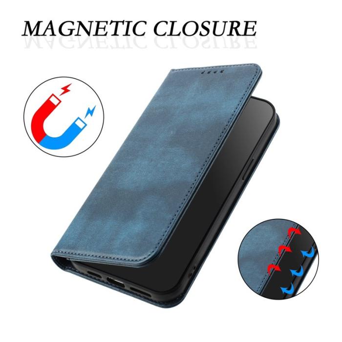 OEM - Samsung Galaxy S26+ Plånboksfodral Retro Textur RFID Skydd Konstläder - Blå