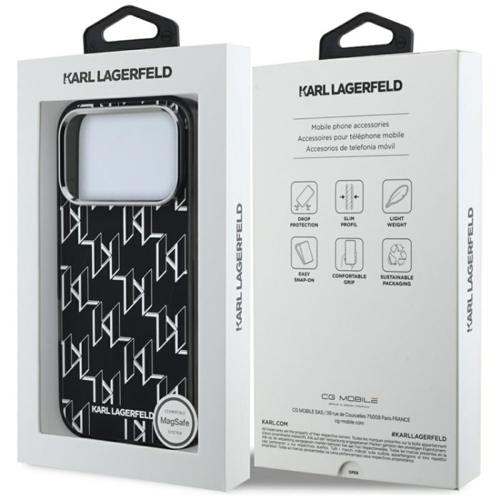 KARL LAGERFELD - Karl Lagerfeld iPhone 17 Pro Mobilskal Magsafe KL Monogram - Svart