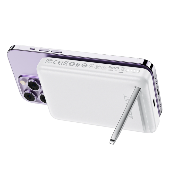 Acefast - Acefast Trådlös Powerbank 10000mAh 20W med Kabel - Vit