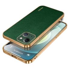 SULADA - SULADA Mobilskal till iPhone 15 Plus Electroplaterad Gr&ouml;n PU L&auml;der