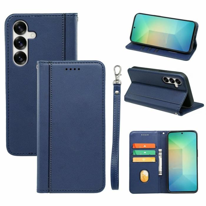 OEM - Plånboksfodral för Samsung Galaxy S26 Magnetiskt stängning Konstläder - Blå