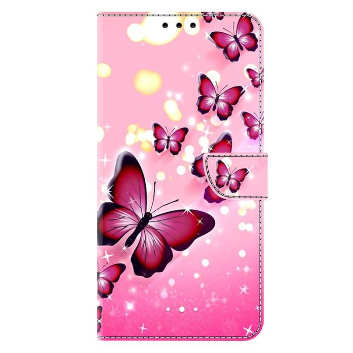 OEM - Plånboksfodral för Samsung Galaxy S26 Konstläder Ställ - Rosa fjäril