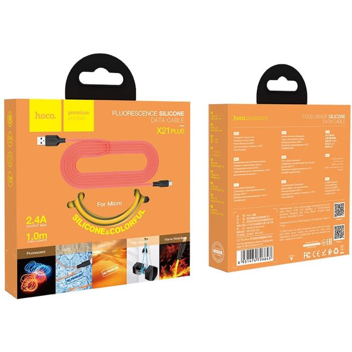 Hoco - HOCO Plus USB-A till Micro-USB 1m svart/gul