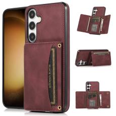 OEM - Pl&aring;nboksfodral f&ouml;r Samsung Galaxy S26 Tri-Fold Kickstand Konstl&auml;der - R&ouml;d