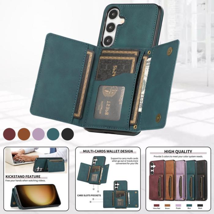 OEM - Plånboksfodral för Samsung Galaxy S26 Tri-Fold Kickstand Konstläder - Blå