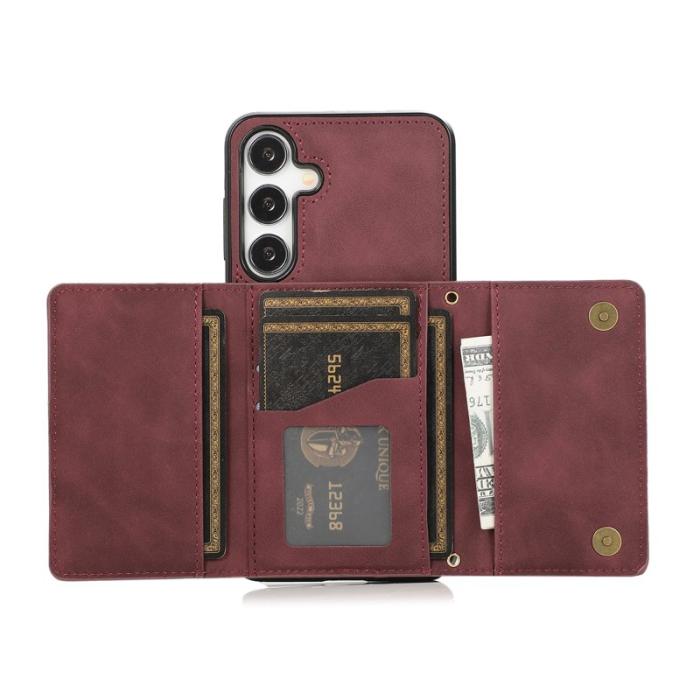 OEM - Plånboksfodral för Samsung Galaxy S26 Tri-Fold Kickstand Konstläder - Röd