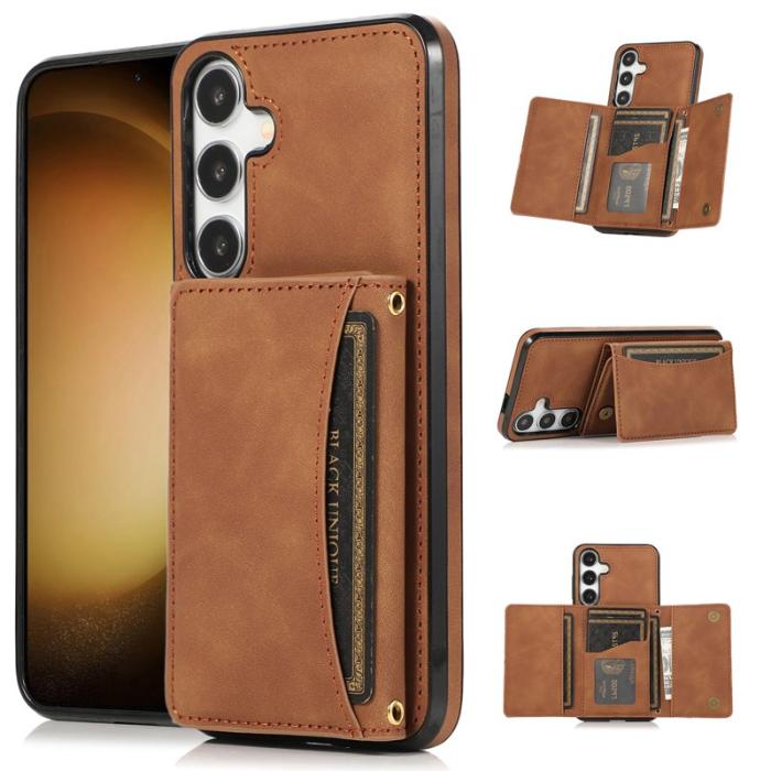 OEM - Plånboksfodral för Samsung Galaxy S26 Tri-Fold Kickstand Konstläder - Brun