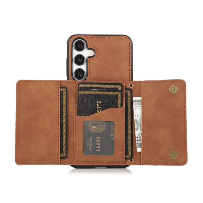OEM - Plånboksfodral för Samsung Galaxy S26 Tri-Fold Kickstand Konstläder - Brun