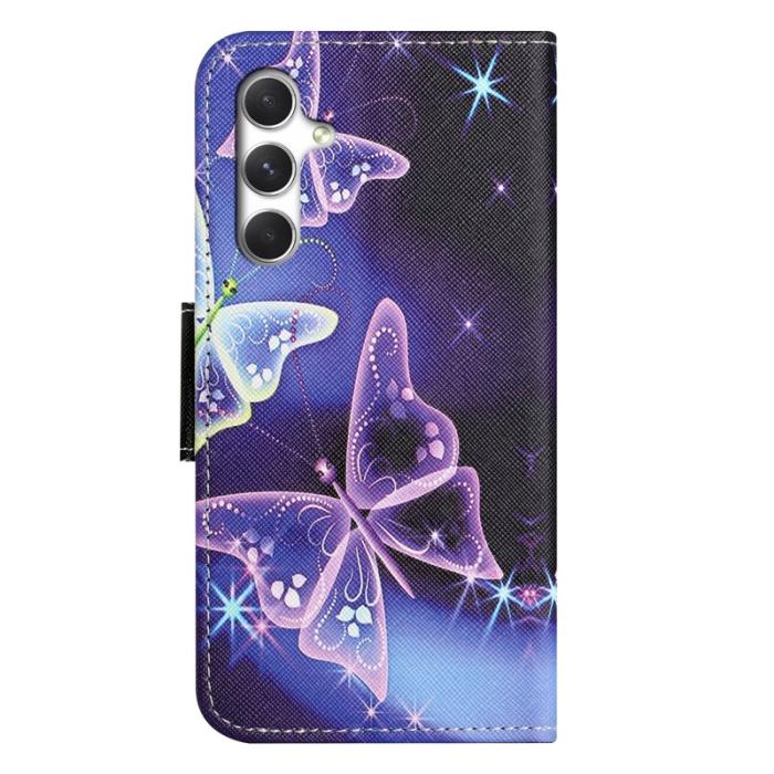 OEM - Mobilskal för Samsung Galaxy S26 Konstläder Mönster - Glittrande Fjäril - Svart