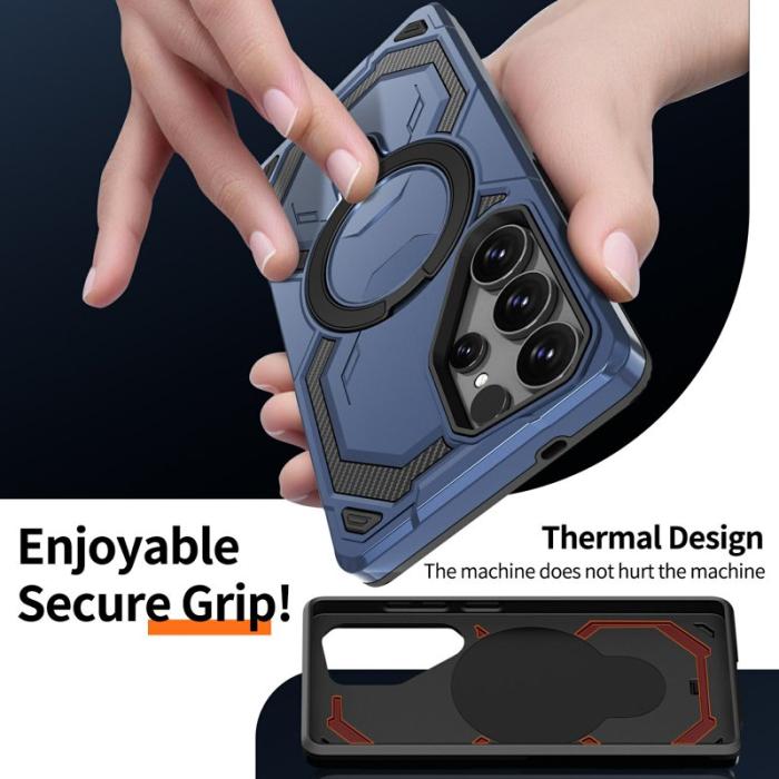 OEM - Mobilskal för Samsung Galaxy S26 Ultra Magnetiskt Ring Kickstand PC + TPU - Blå