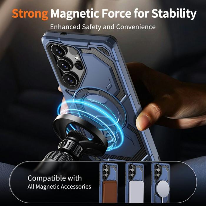 OEM - Mobilskal för Samsung Galaxy S26 Ultra Magnetiskt Ring Kickstand PC + TPU - Blå