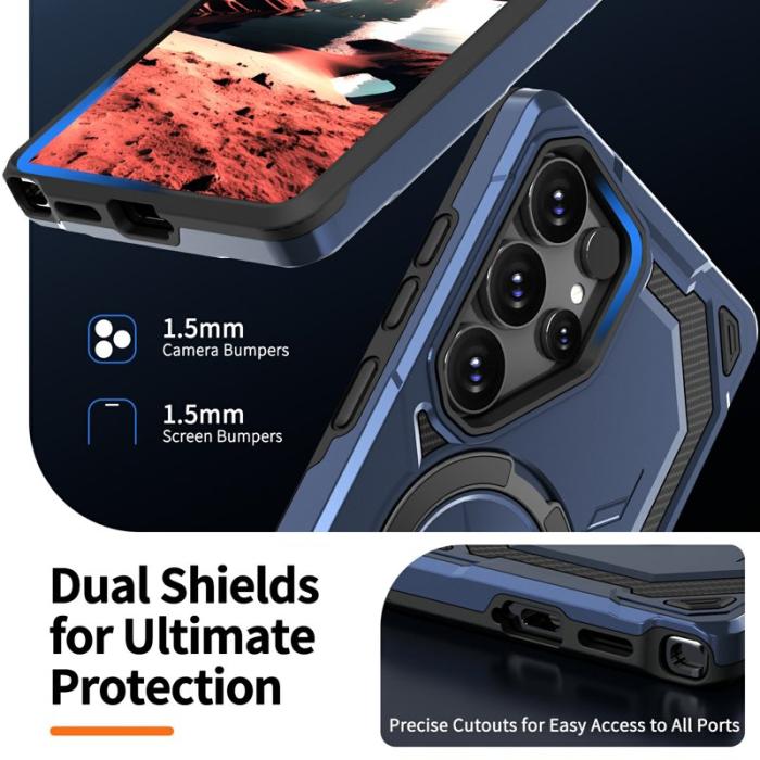 OEM - Mobilskal för Samsung Galaxy S26 Ultra Magnetiskt Ring Kickstand PC + TPU - Blå