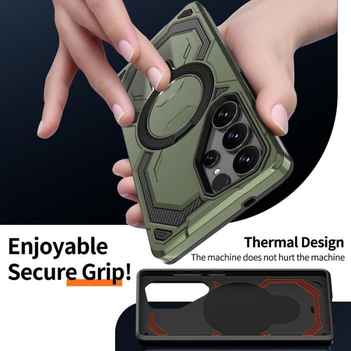 OEM - Mobilskal för Samsung Galaxy S26 Ultra Magnetiskt Ring Kickstand PC + TPU - Grön