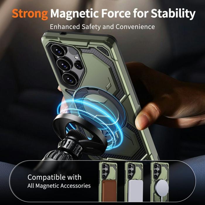 OEM - Mobilskal för Samsung Galaxy S26 Ultra Magnetiskt Ring Kickstand PC + TPU - Grön