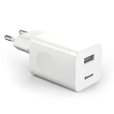 BASEUS - Baseus Adapter V&auml;ggladdare USB snabb laddning 3.0 QC 3.0 Vit