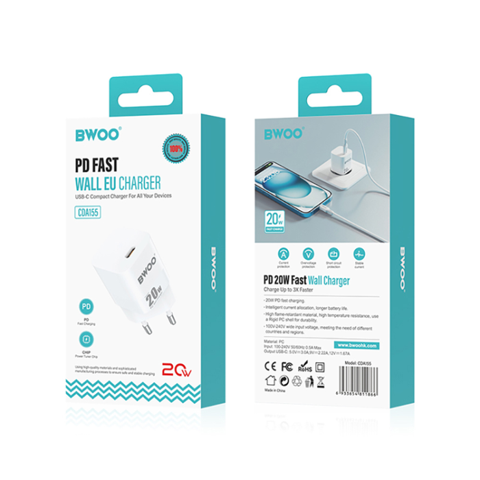 BWOO - BWOO Mini Väggladdare 20W USB-C CDA155 - Vit