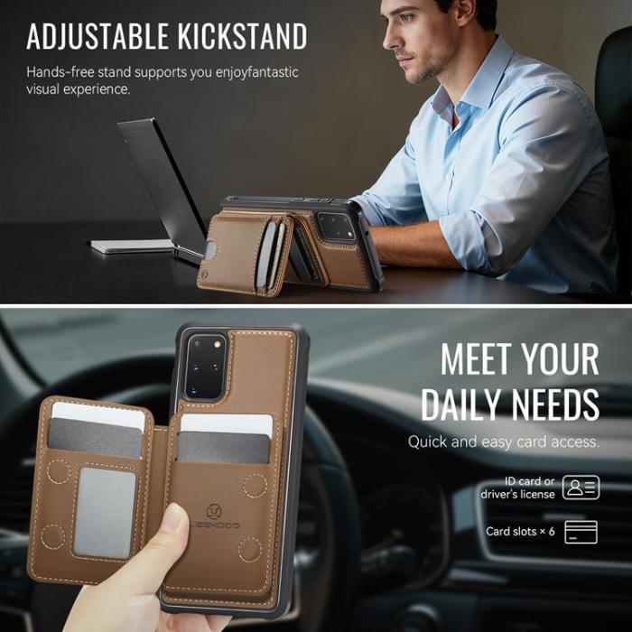 OEM - JEEHOOD Mobilskal till Samsung Galaxy S20 Plus Konstläder - Brun